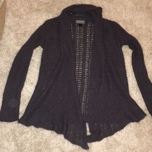 Dark purple grey large hole knit sweater